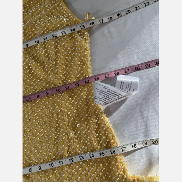 NWT $598 Mac Duggal [ 6 ] Pearl One Shoulder Asymmetrical Hem‎ Dress Yellow - Picture 4 of 15